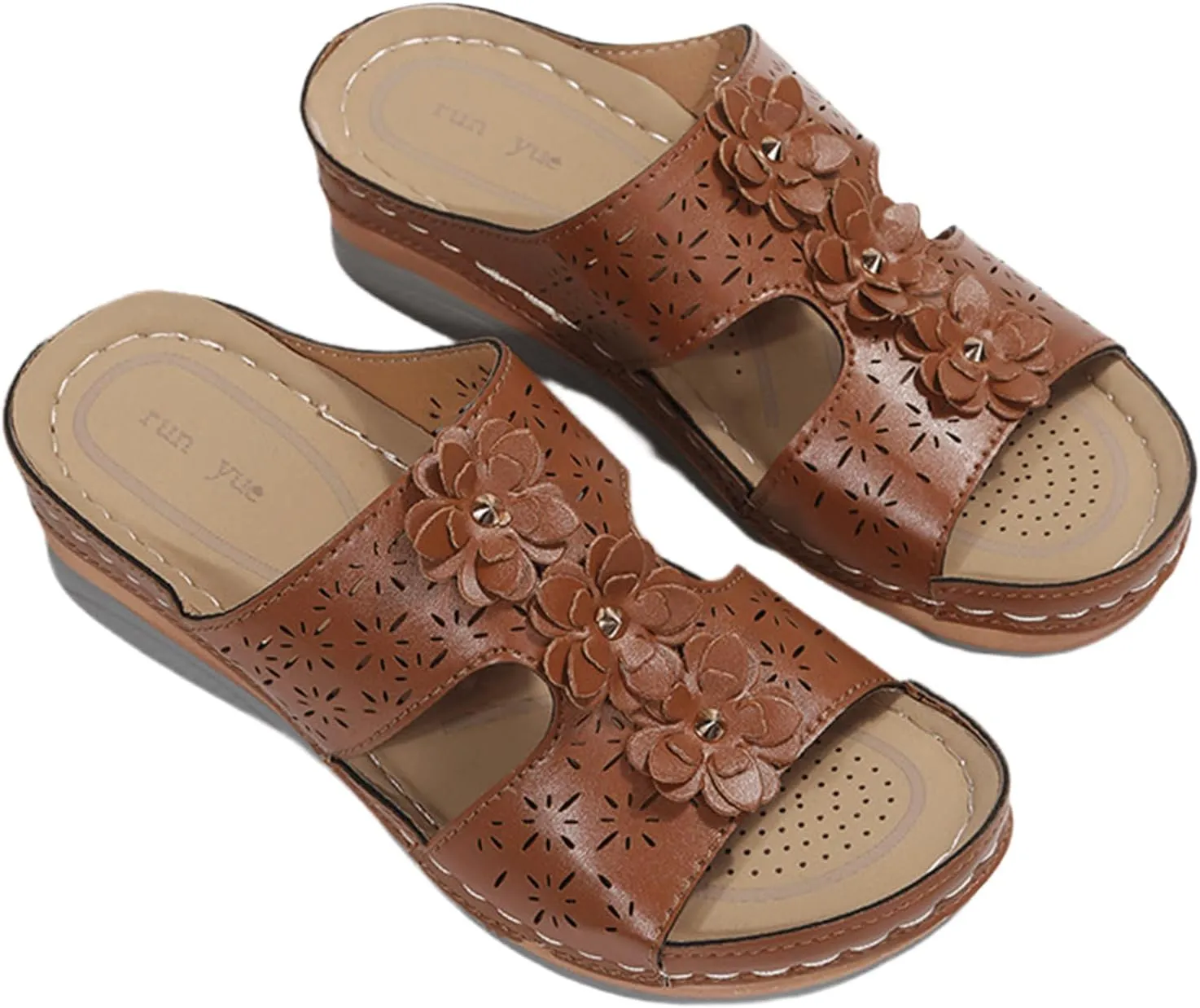 Ladmiple Sandals Women Beach Vacation Fashion Orthotic Slides Ladies Lightweight Athletic Slip On Slippers With Arch Support