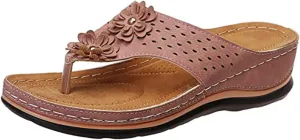 Ladmiple Sandals Women Comfortable Cute Wedge Orthopedic Flip Flops with Arch Support Dressy Summer Walking Orthotic Slides