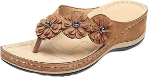 Ladmiple Sandals Women Comfortable Cute Wedge Orthotic Walking Slides Arch Support Dressy Summer Orthopedic Flip Flops