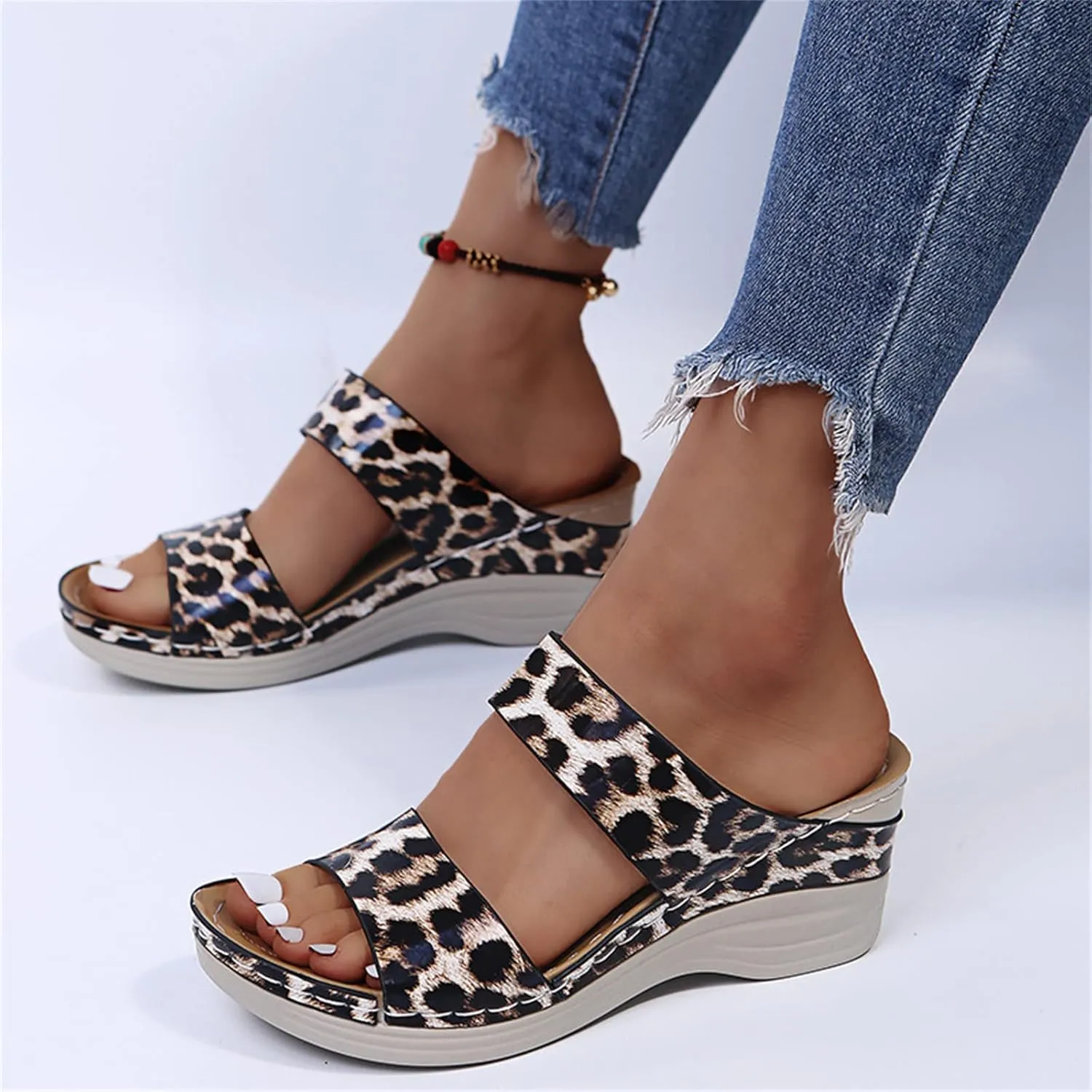 Ladmiple Sandals Women Comfortable Dressy Slip On Flat Sandals Arch Support Orthopedic Slides Summer Orthotic Flip Flops
