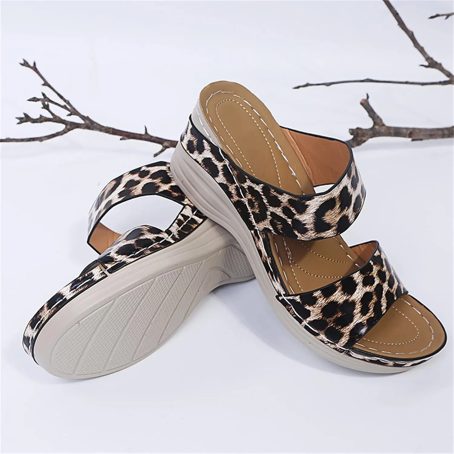 Ladmiple Sandals Women Comfortable Dressy Slip On Flat Sandals Arch Support Orthopedic Slides Summer Orthotic Flip Flops