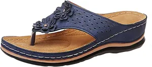 Ladmiple Sandals Women Comfortable Dressy Slip On Flat Sandals Fashion Orthotic Slides With Plantar Fasciitis Arch Support