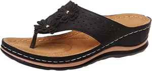 Ladmiple Sandals Women Comfortable Dressy Slip On Flat Sandals Fashion Orthotic Slides With Plantar Fasciitis Arch Support