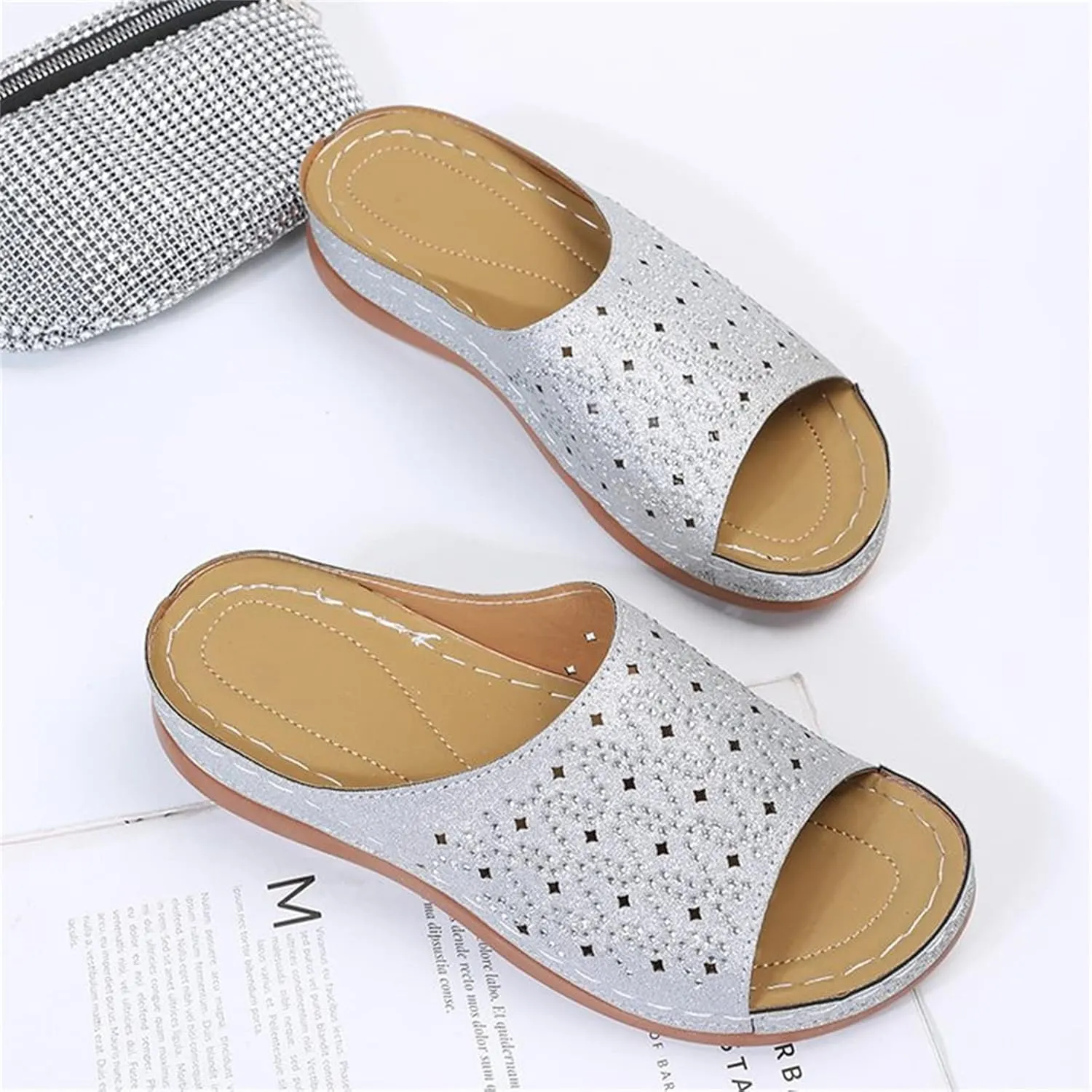 Ladmiple Sandals Women Dressy Comfortable Flat Orthotic Slides Orthopedic Flip Flops With Plantar Fasciitis Arch Support