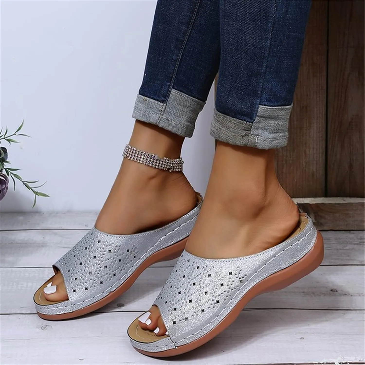 Ladmiple Sandals Women Dressy Comfortable Flat Orthotic Slides Orthopedic Flip Flops With Plantar Fasciitis Arch Support