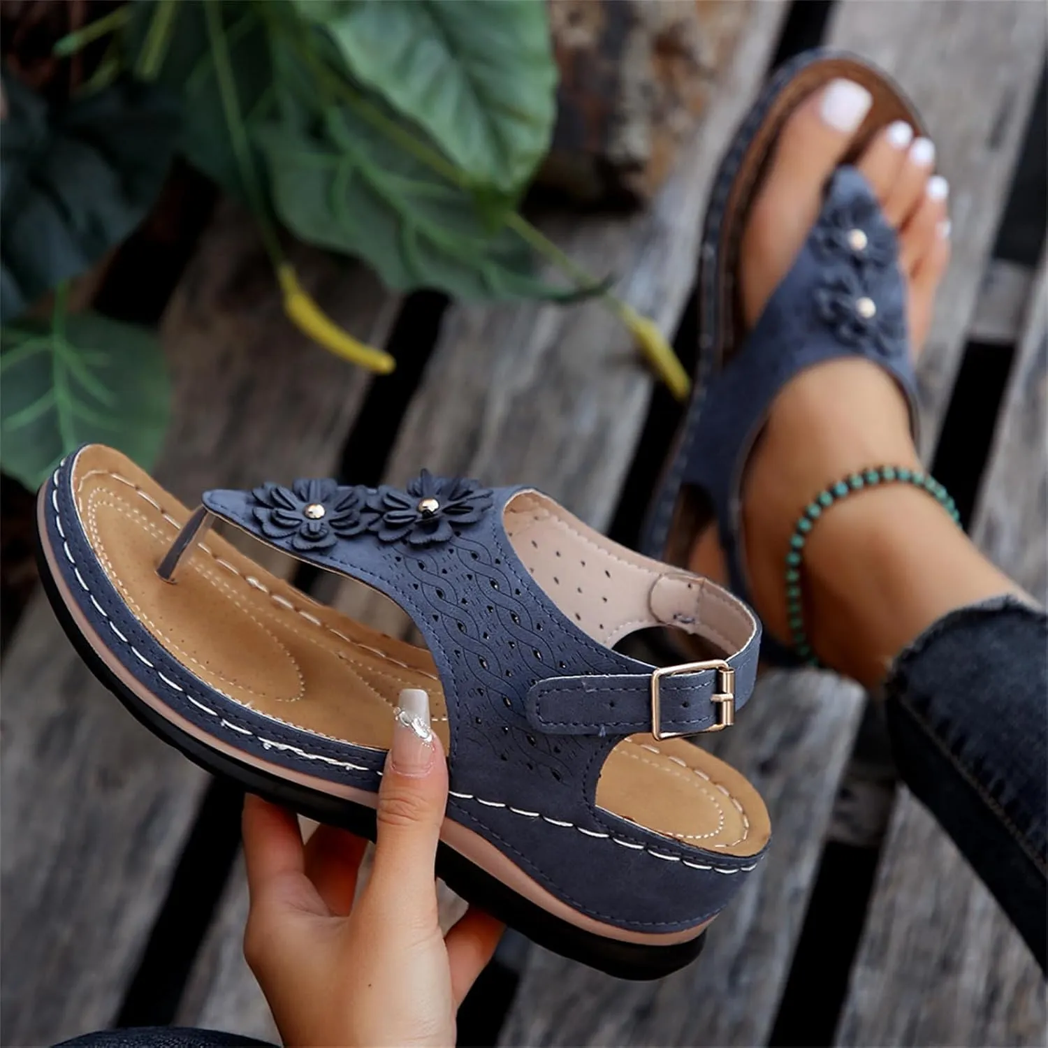 Ladmiple Sandals Women Dressy Summer Flat Comfortable Fashion Orthotic Orthopedic Slides With Plantar Fasciitis Arch Support