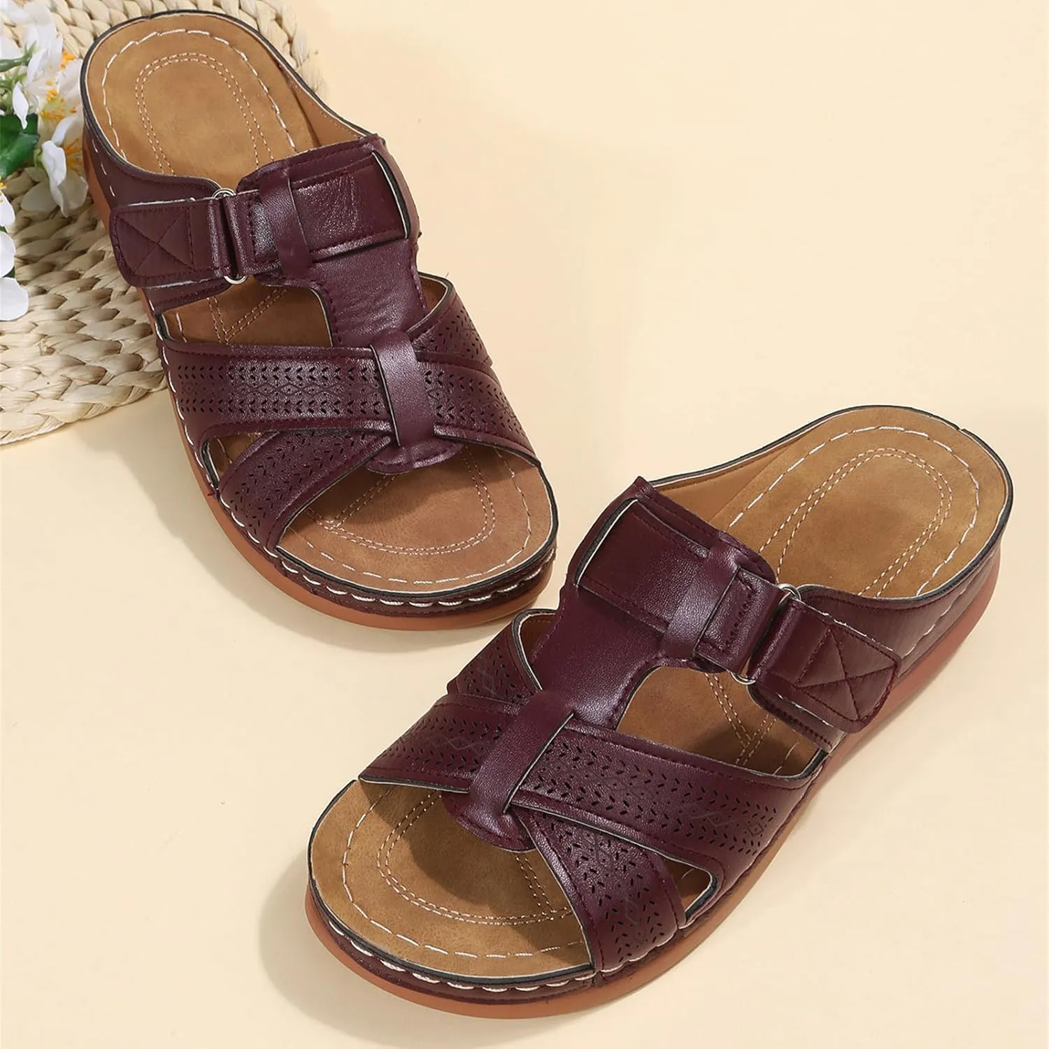 Ladmiple Sandals Women Dressy Summer Flat Flip Flops Comfort Orthotic Walking Open Toe Arch Support Orthopedic Slides 2024
