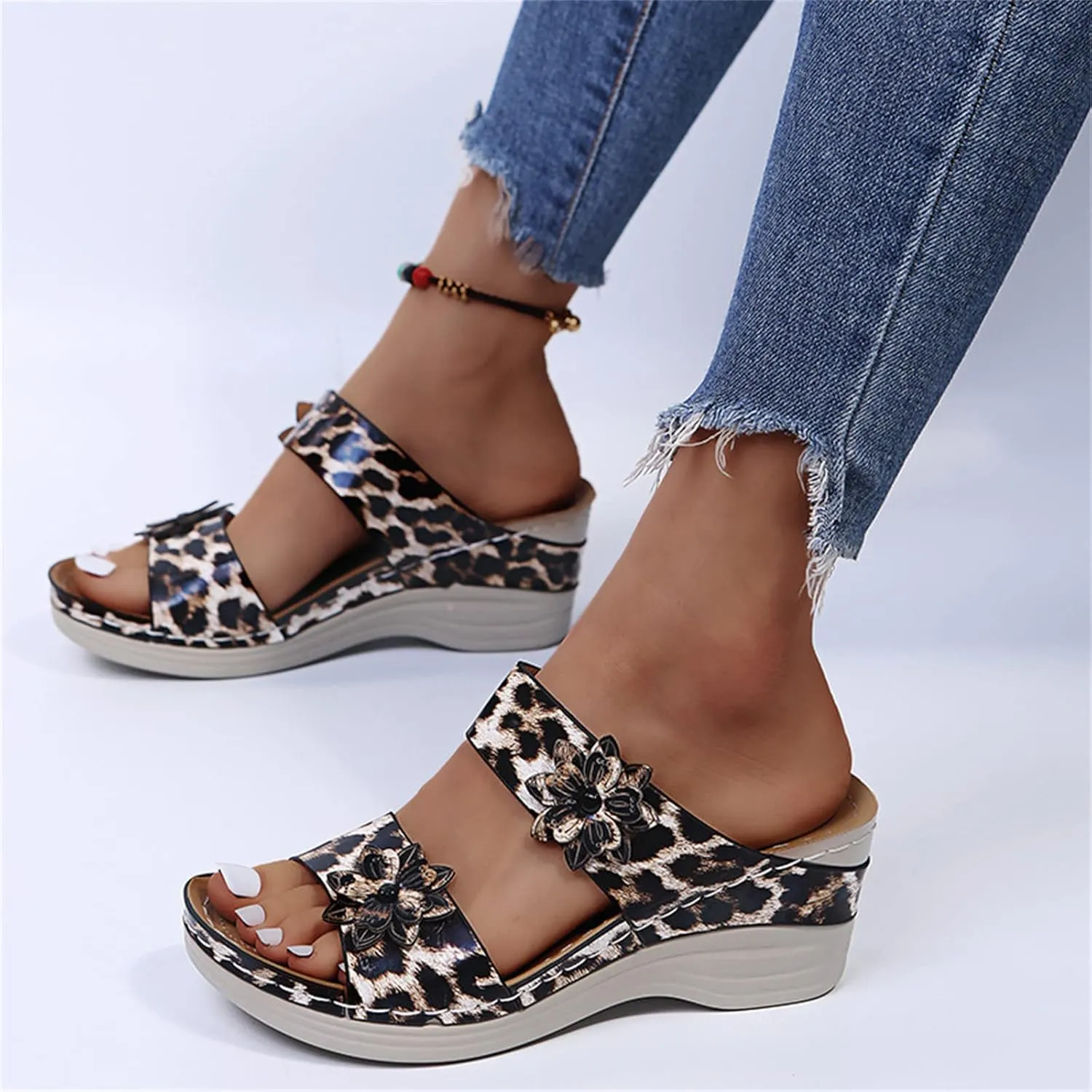 Ladmiple Sandals Women Dressy Summer Flat Flip Flops Comfortable Walking Orthopedic Sandals Orthotic Slides with Arch Support