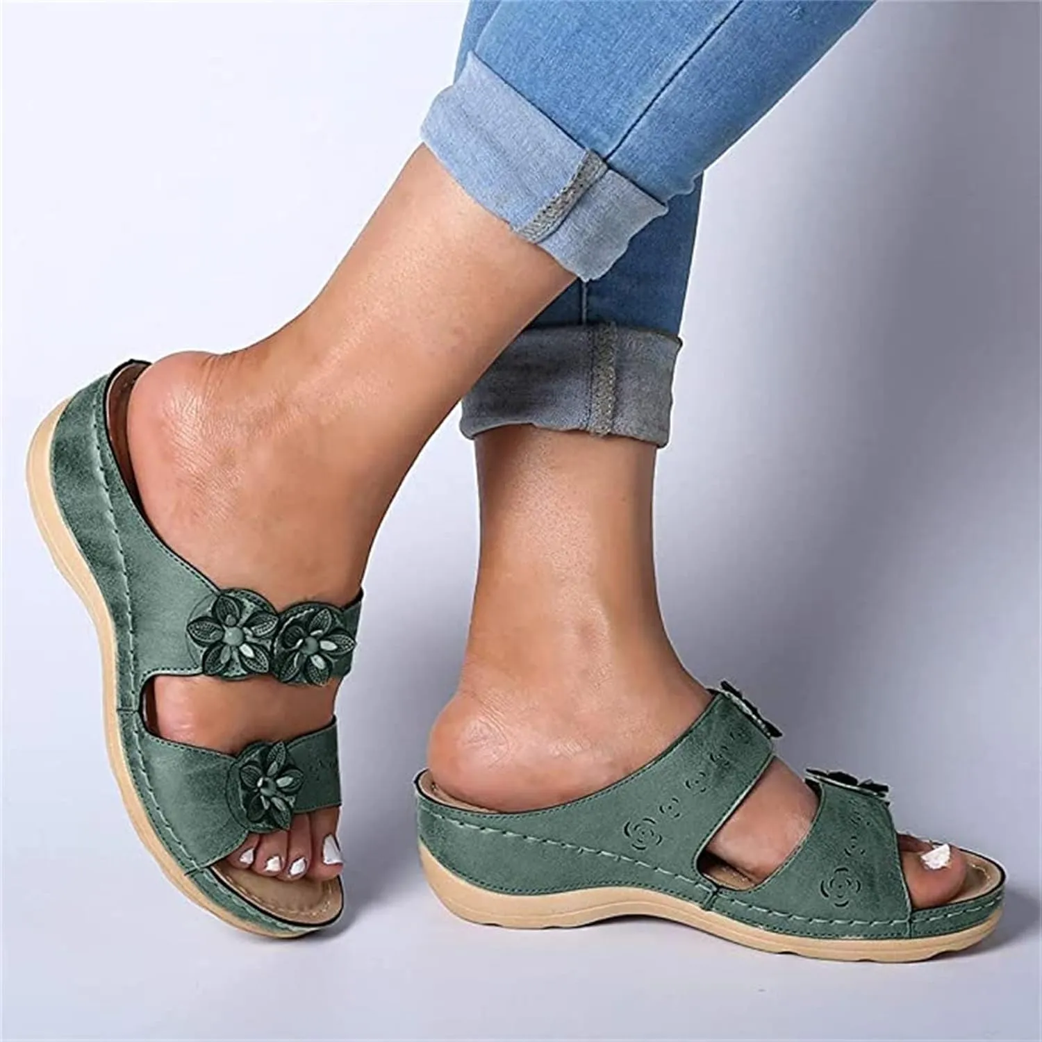 Ladmiple Sandals Women Dressy Summer Flat Flip Flops Orthopedic Comfortable Arch Support Orthotic Slides Cute Walking Shoes