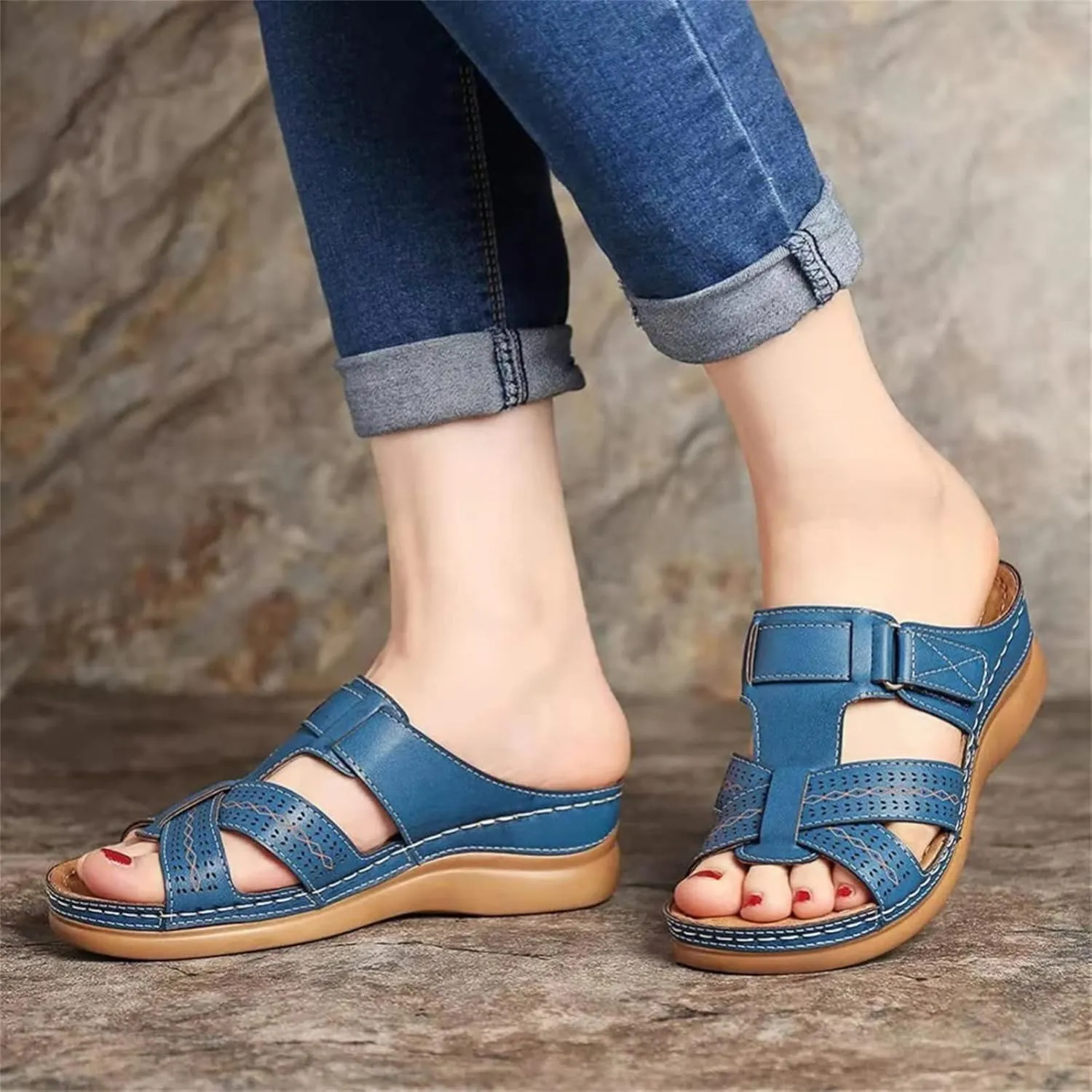 Ladmiple Sandals Women Dressy Summer Flat Flip Flops Orthotic Slides Comfortable Walking Orthopedic Slipper with Arch Support