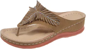Ladmiple Sandals Women Dressy Summer Wedge Fashion Orthotic Slides Orthopedic Flip Flops With Plantar Fasciitis Arch Support