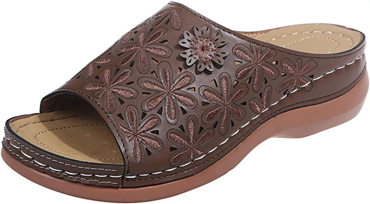 Ladmiple Sandals Women Dressy Summer Wedge Orthotic Slides Comfortable Orthopedic Walking Flip Flops with Arch Support 2024
