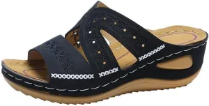 Ladmiple Sandals Women Fashion Wedges Orthotic Slides Dressy Summer Comfort Walking Orthopedic Flip Flops with Arch Support
