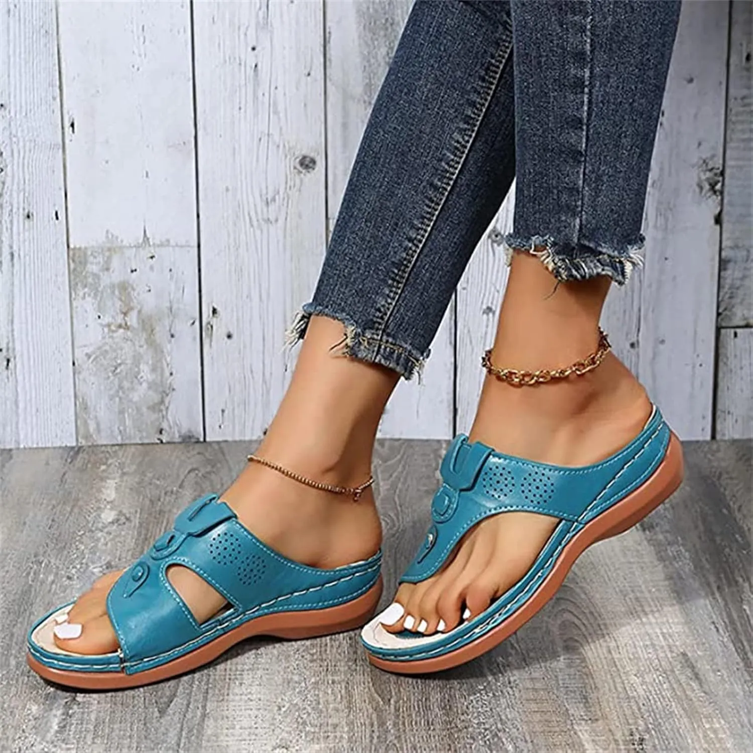 Ladmiple Sandals Women Fashion Wedges Orthotic Slides Fashion Orthopedic Flip Flops Slippers With Comfortable Arch Support