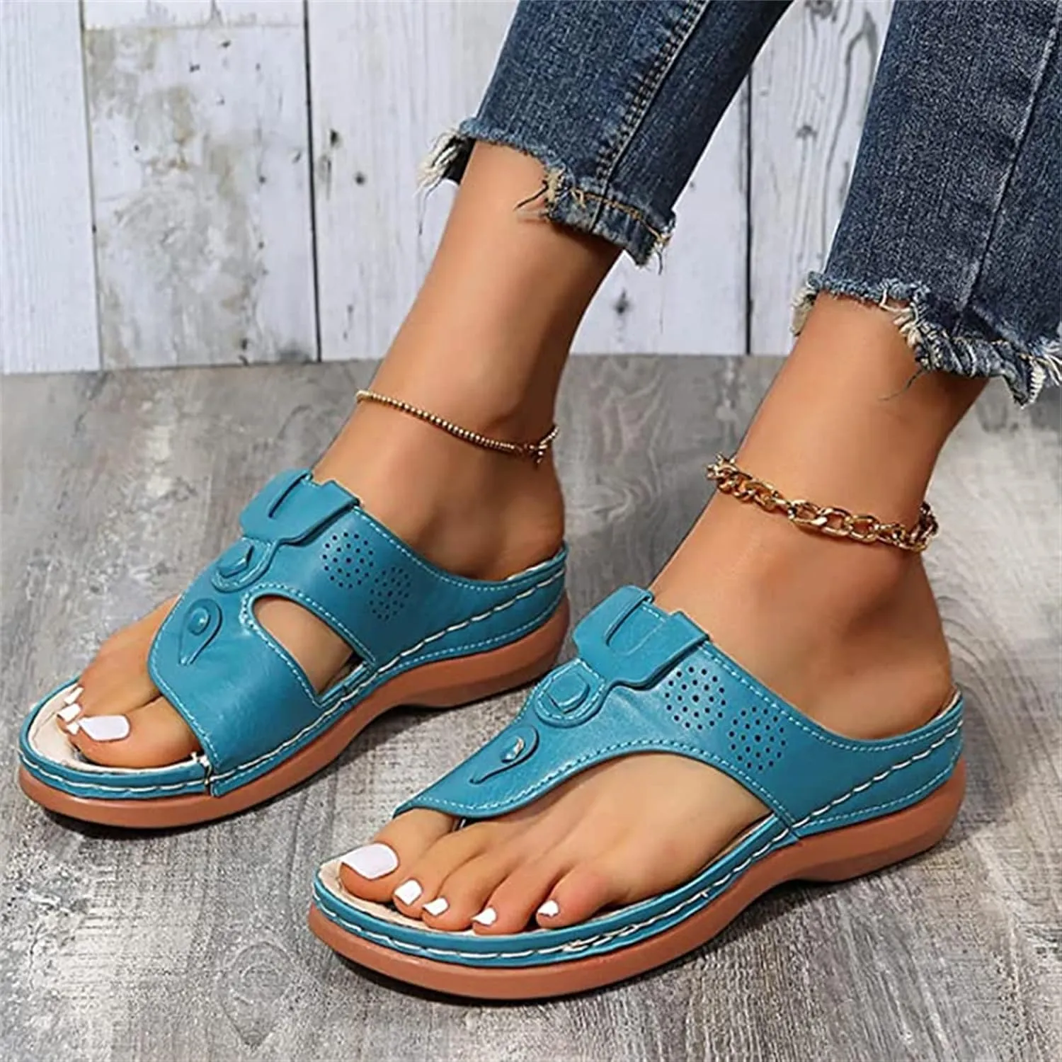 Ladmiple Sandals Women Fashion Wedges Orthotic Slides Fashion Orthopedic Flip Flops Slippers With Comfortable Arch Support