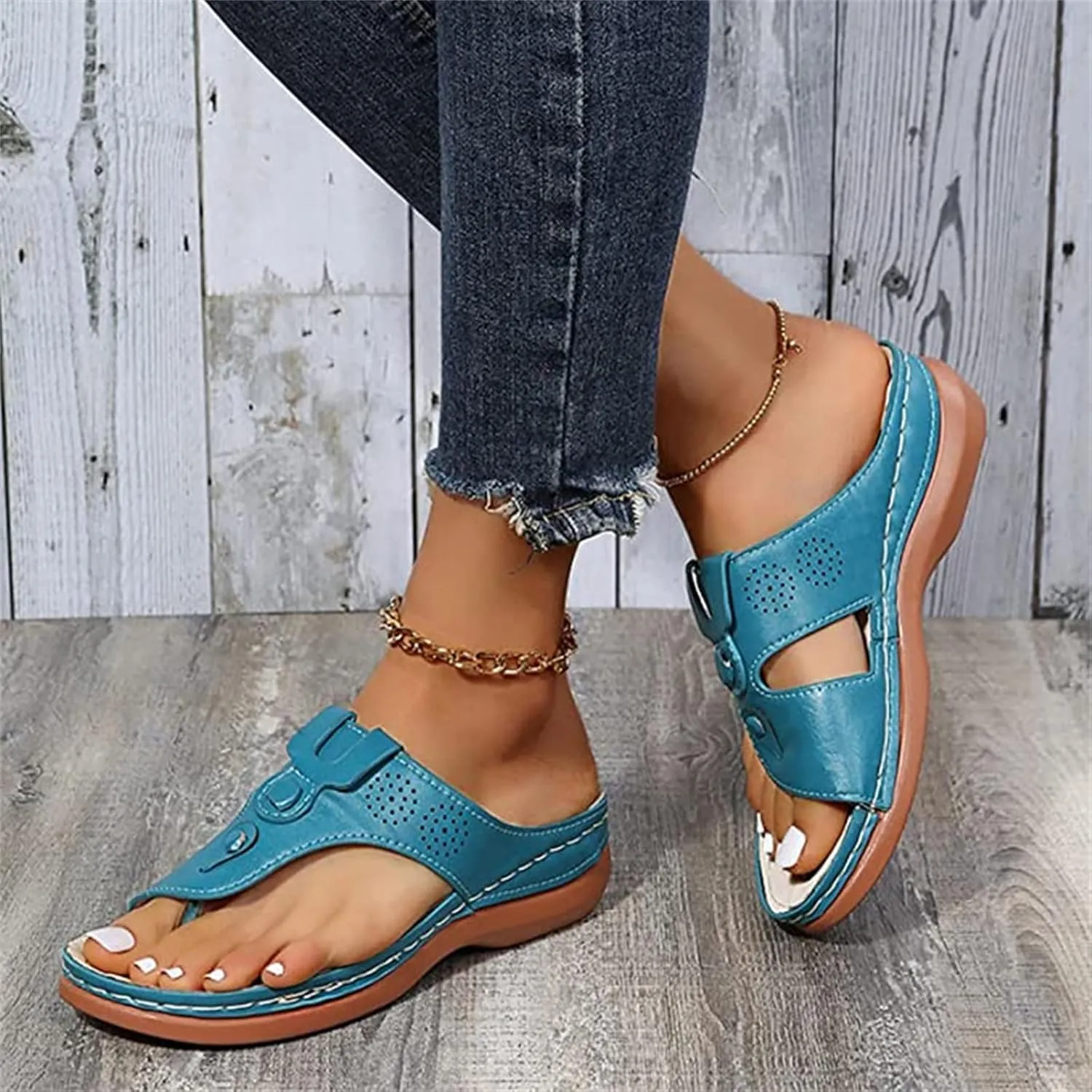 Ladmiple Sandals Women Fashion Wedges Orthotic Slides Fashion Orthopedic Flip Flops Slippers With Comfortable Arch Support