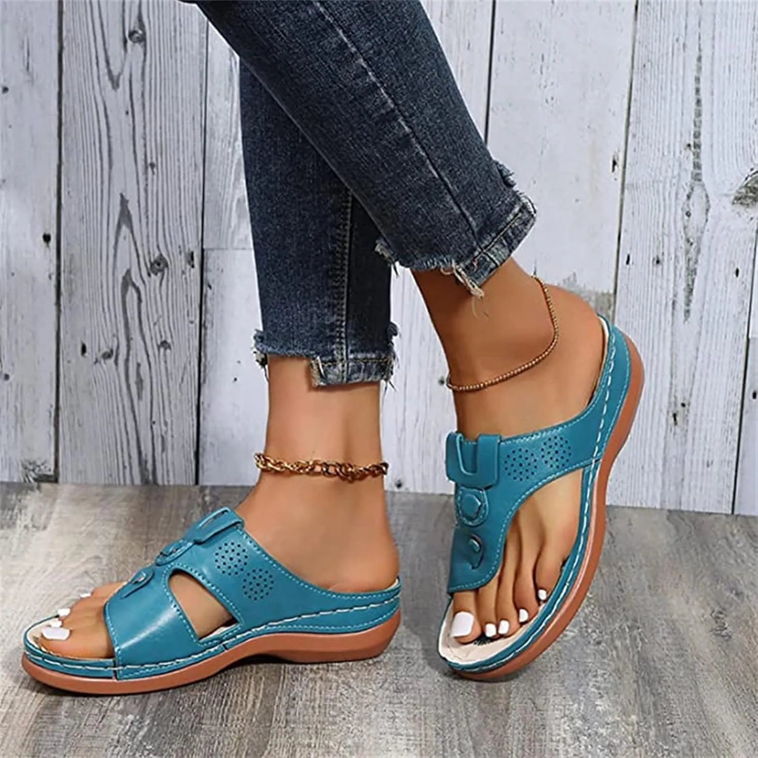 Ladmiple Sandals Women Fashion Wedges Orthotic Slides Fashion Orthopedic Flip Flops Slippers With Comfortable Arch Support