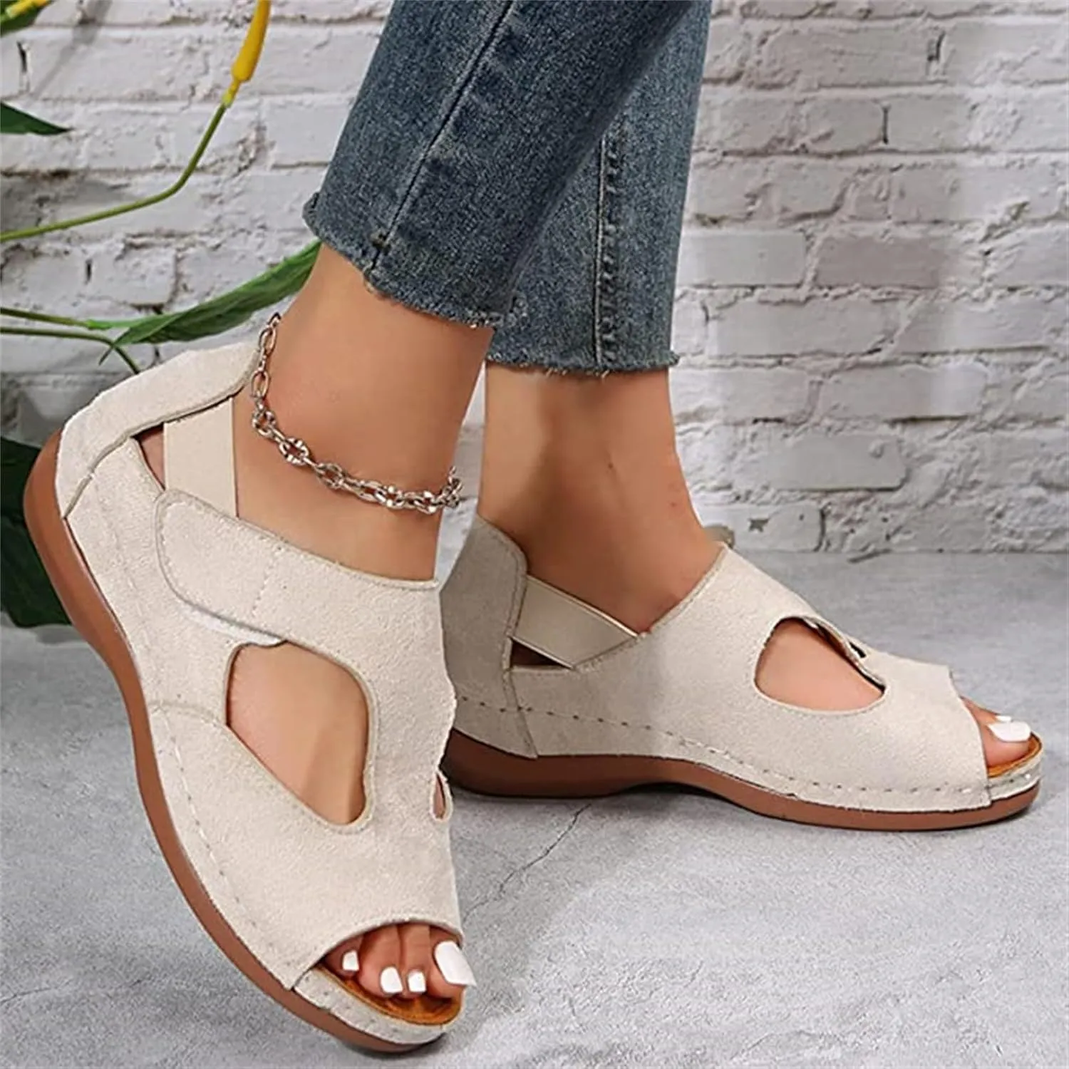 Ladmiple Sandals Women Wedge Comfortable Fashion Orthotic Slides Orthopedic Flip Flops With Plantar Fasciitis Arch Support