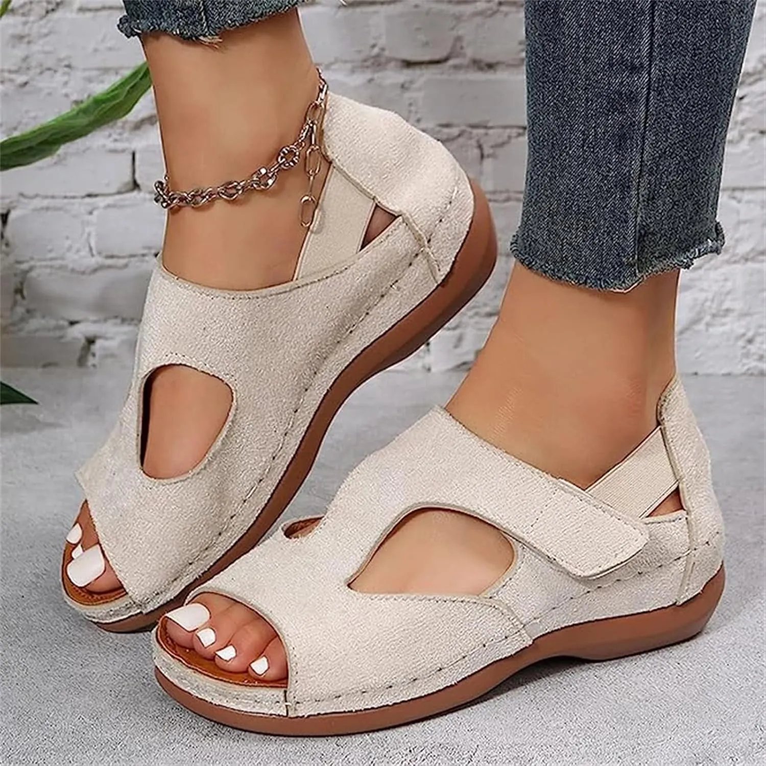 Ladmiple Sandals Women Wedge Comfortable Fashion Orthotic Slides Orthopedic Flip Flops With Plantar Fasciitis Arch Support
