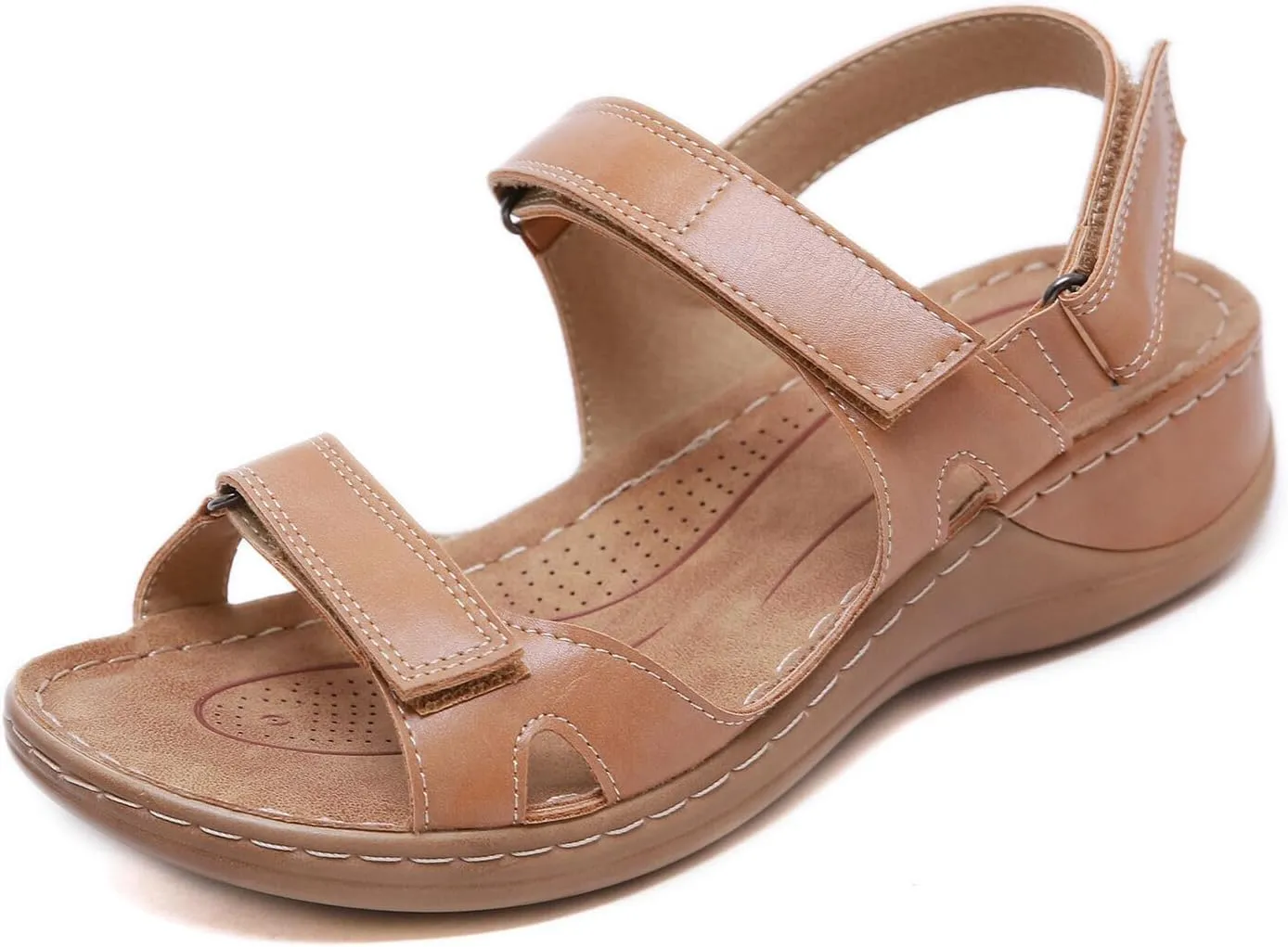 Ladmiple Summer Sandals for Women 2023 Wedge Flip Flops Breathable Open Toe Ankle Strap Dressy Comfy Orthopedic Sandals