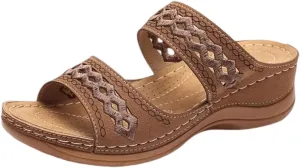Ladmiple Summer Sandals for Women 2023 Wedge Slides Slippers Breathable Slip On Open Toe Dressy Comfort Orthopedic Shoes