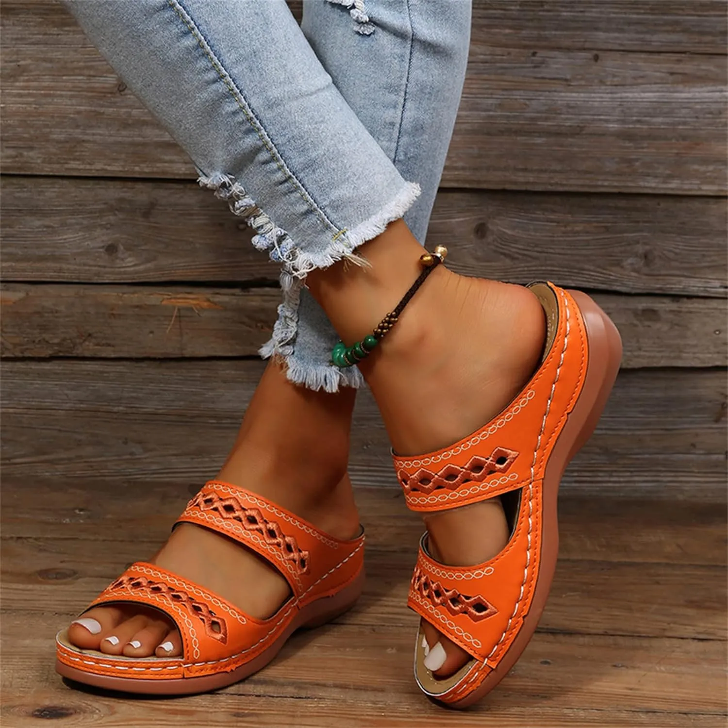 Ladmiple Women's Sandals Comfortable Dressy Arch Support Orthotic Flip Flops Walking Orthopedic Slides Summer Shoes 2023