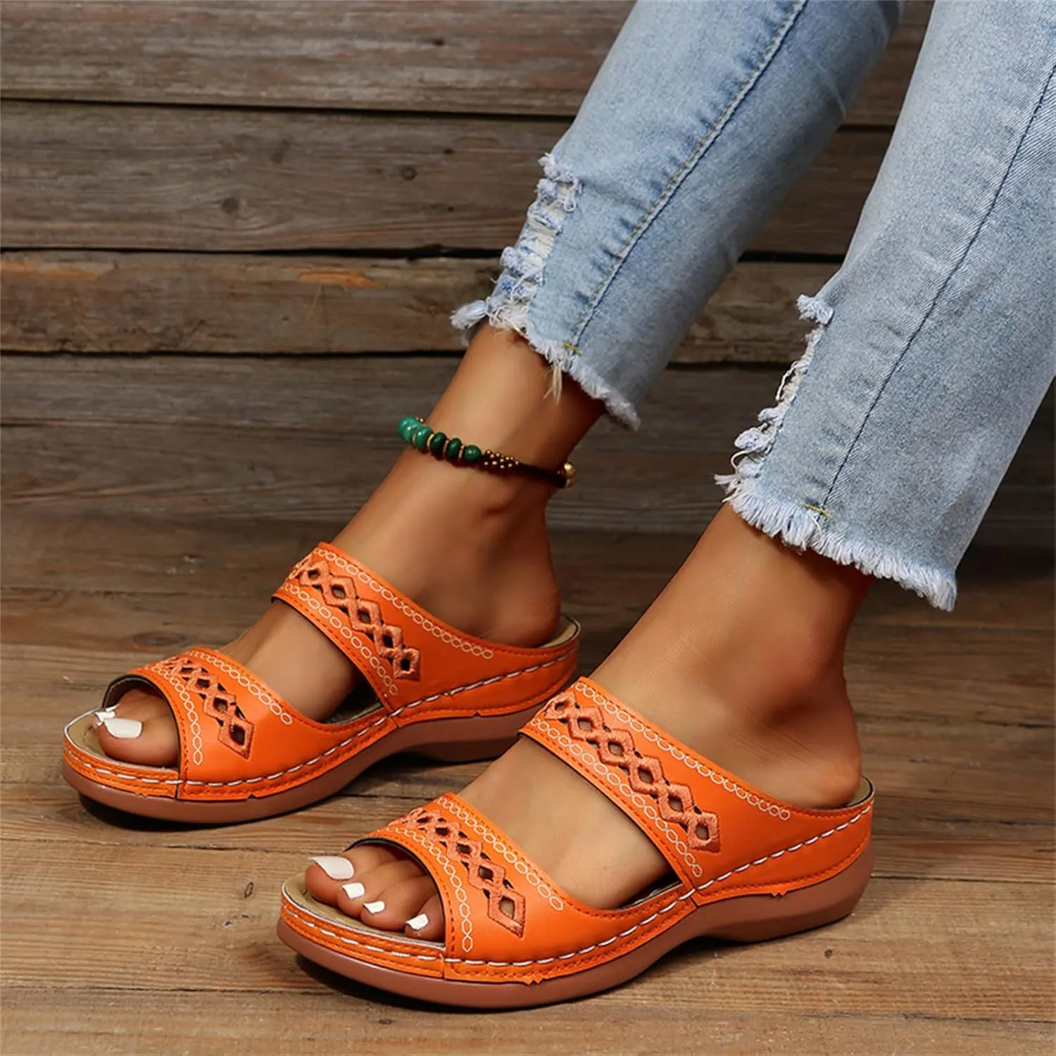Ladmiple Women's Sandals Comfortable Dressy Arch Support Orthotic Flip Flops Walking Orthopedic Slides Summer Shoes 2023