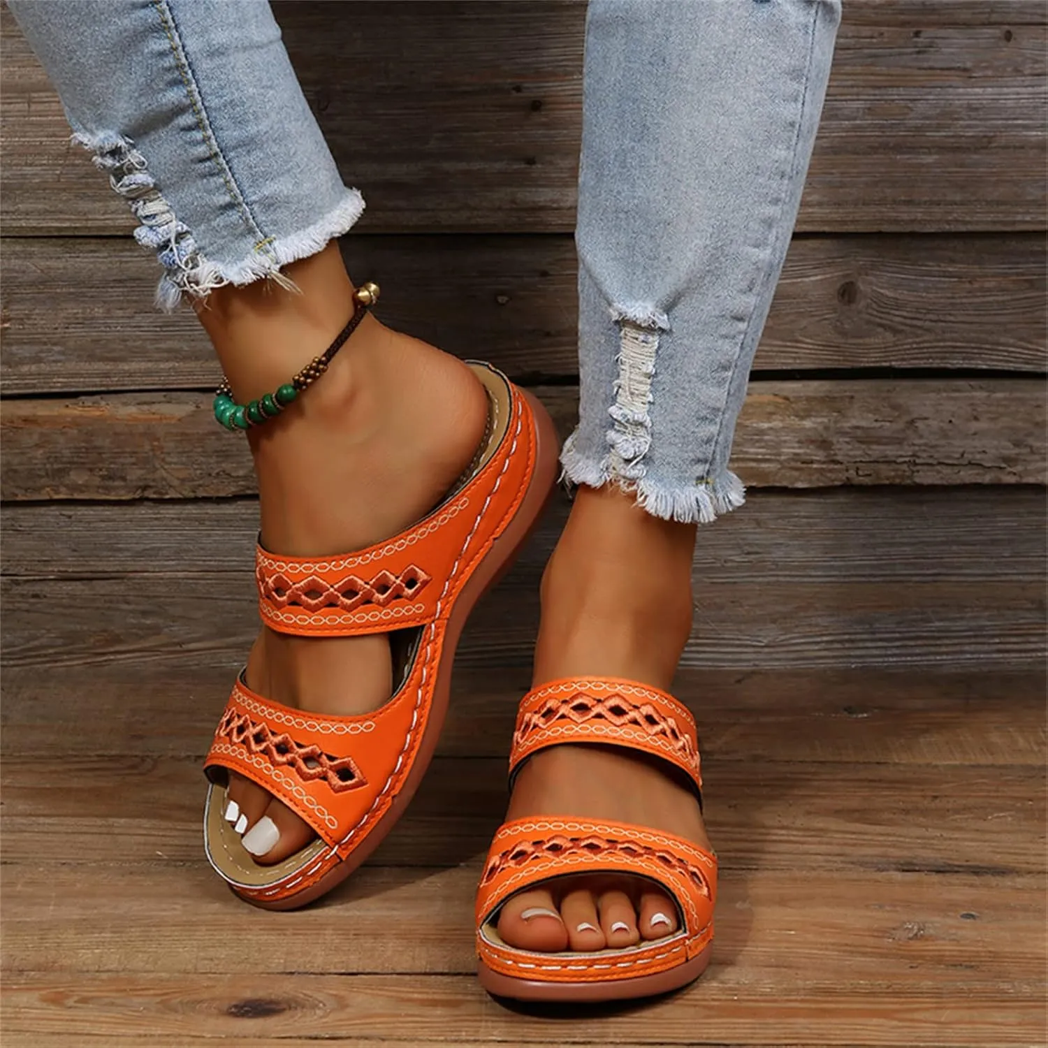 Ladmiple Women's Sandals Comfortable Dressy Arch Support Orthotic Flip Flops Walking Orthopedic Slides Summer Shoes 2023