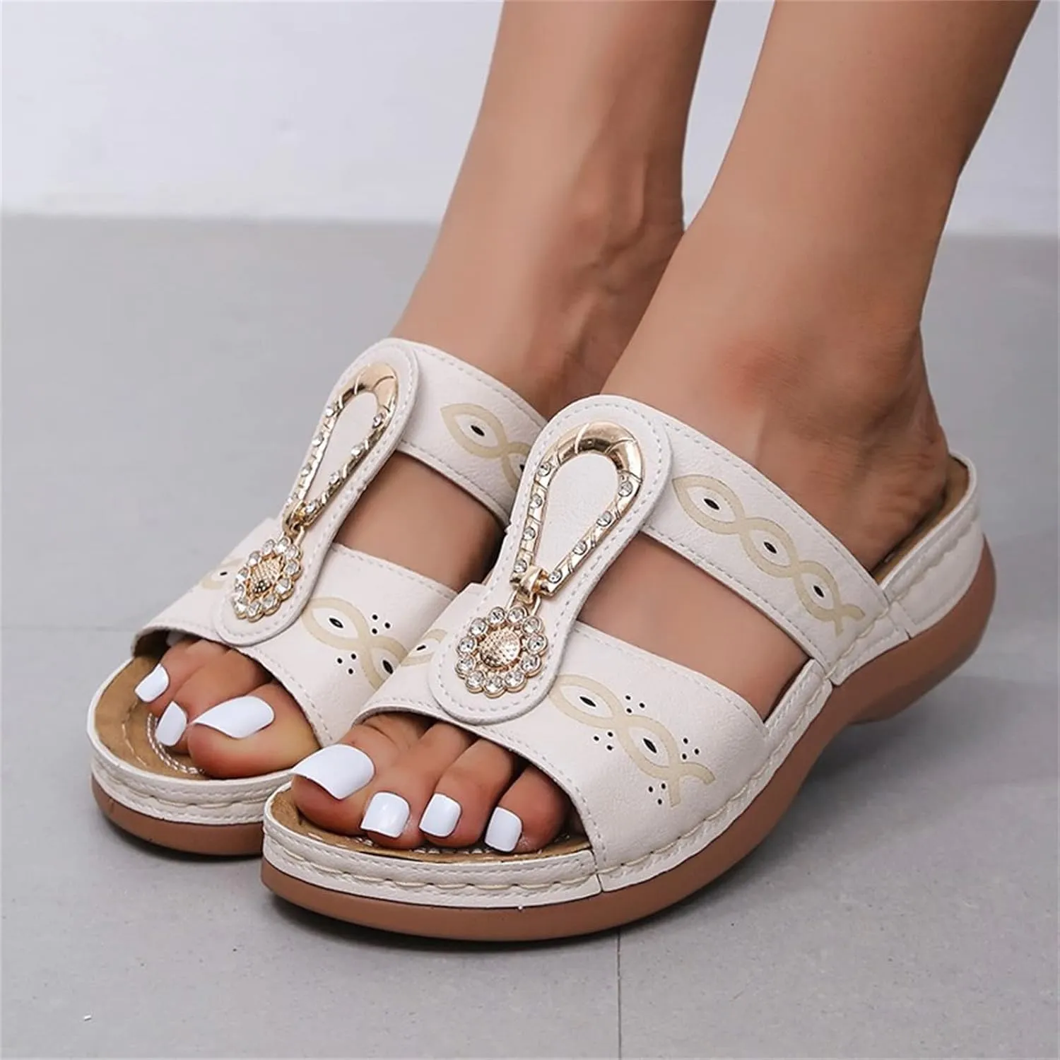 Ladmiple Womens Sandals Comfortable Dressy With Arch Support Orthopedic Walking Slippers Summer Slip On Orthotic Flip Flops
