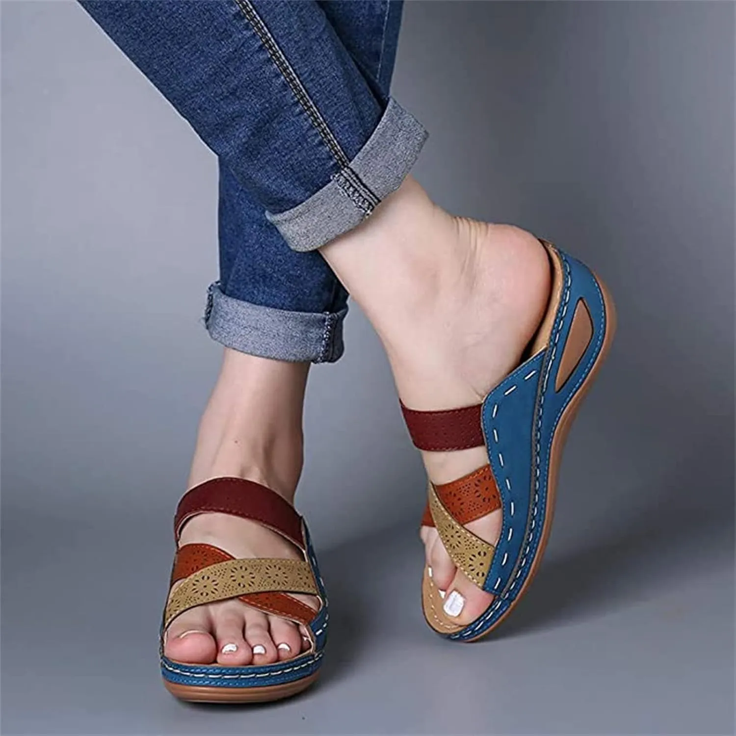 Ladmiple Womens Sandals Comfortable Slides Fashion Orthotic Flip Flop Orthopedic Slippers With Plantar Fasciitis Arch Support