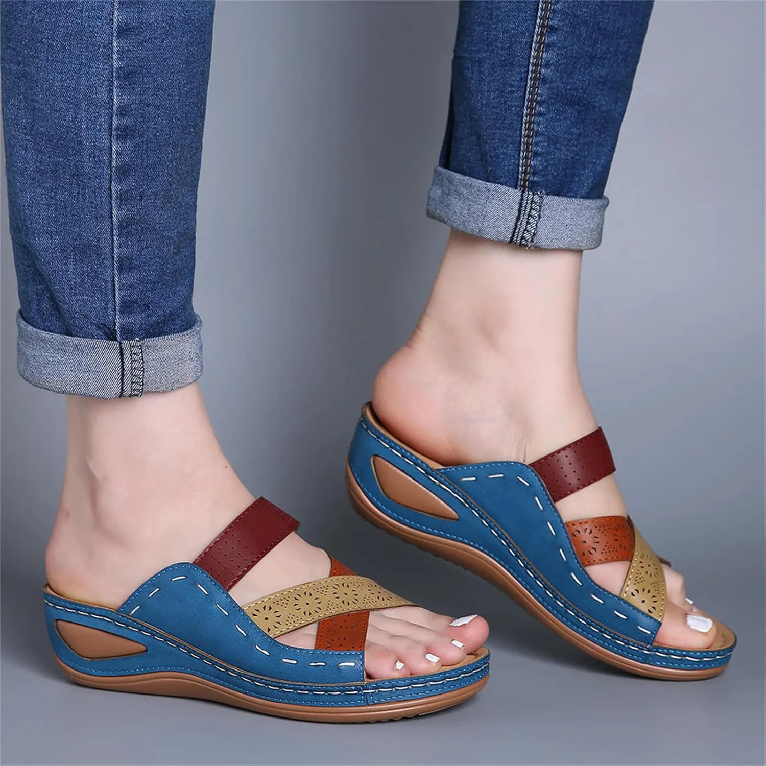 Ladmiple Womens Sandals Comfortable Slides Fashion Orthotic Flip Flop Orthopedic Slippers With Plantar Fasciitis Arch Support