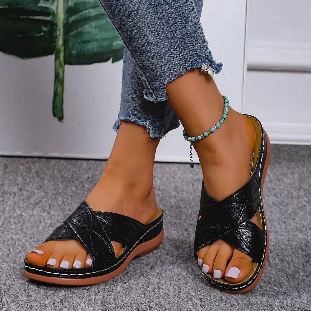 Ladmiple Womens Sandals Comfortable Walking Fashion Orthotic Slides Orthopedic Slippers With Plantar Fasciitis Arch Support