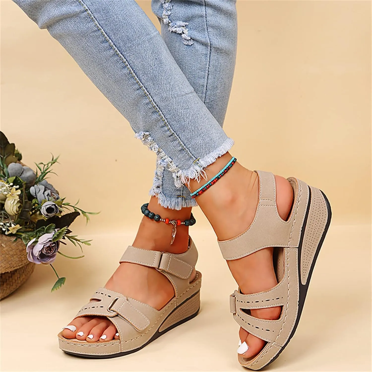 Ladmiple Women's Sandals Comfortable Walking Orthopedic Flip Flops Dressy Orthotic Slides Summer Shoes with Arch Support