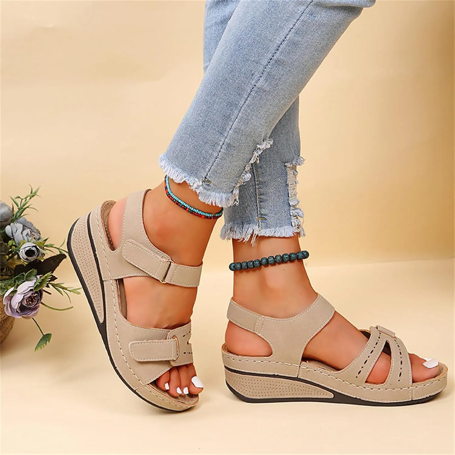 Ladmiple Women's Sandals Comfortable Walking Orthopedic Flip Flops Dressy Orthotic Slides Summer Shoes with Arch Support