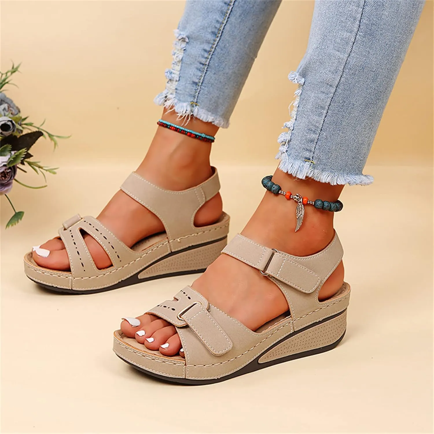 Ladmiple Women's Sandals Comfortable Walking Orthopedic Flip Flops Dressy Orthotic Slides Summer Shoes with Arch Support