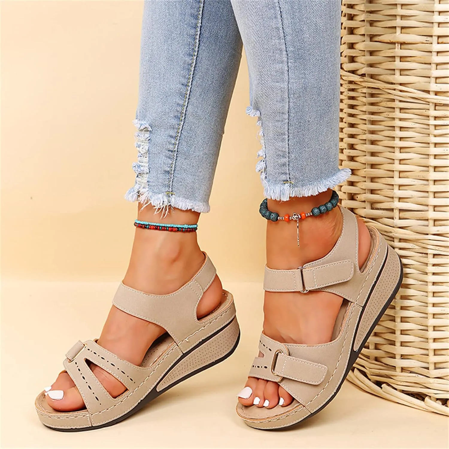 Ladmiple Women's Sandals Comfortable Walking Orthopedic Flip Flops Dressy Orthotic Slides Summer Shoes with Arch Support