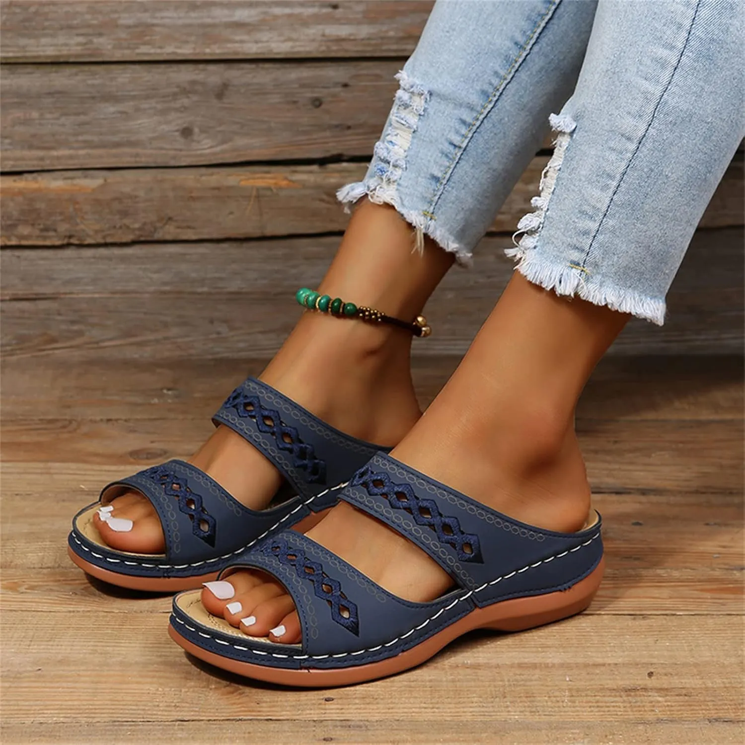 Ladmiple Women's Sandals Comfortable Walking Orthopedic Slippers with Arch Support Dressy Summer Slip On Orthotic Flip Flops