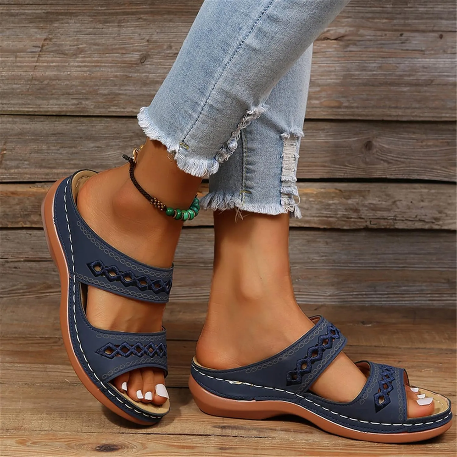 Ladmiple Women's Sandals Comfortable Walking Orthopedic Slippers with Arch Support Dressy Summer Slip On Orthotic Flip Flops