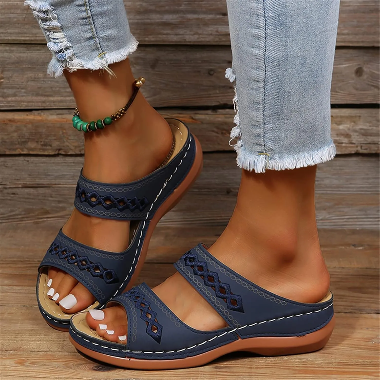 Ladmiple Women's Sandals Comfortable Walking Orthopedic Slippers with Arch Support Dressy Summer Slip On Orthotic Flip Flops