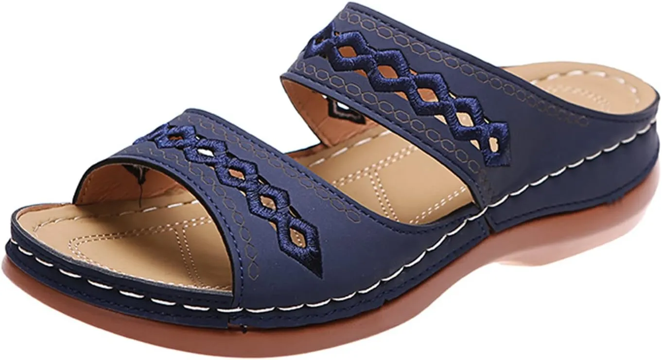 Ladmiple Women's Sandals Comfortable Walking Orthopedic Slippers with Arch Support Dressy Summer Slip On Orthotic Flip Flops