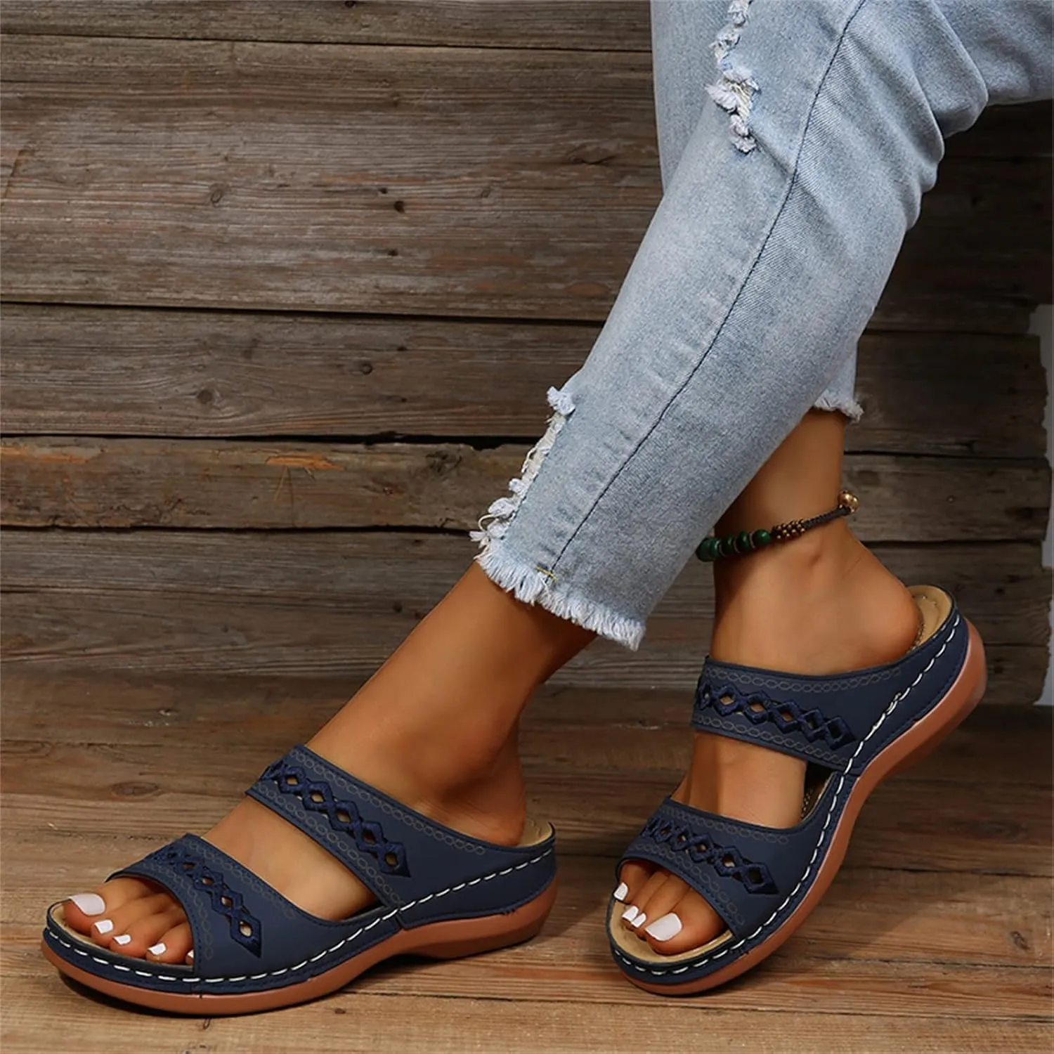 Ladmiple Women's Sandals Comfortable Walking Orthopedic Slippers with Arch Support Dressy Summer Slip On Orthotic Flip Flops