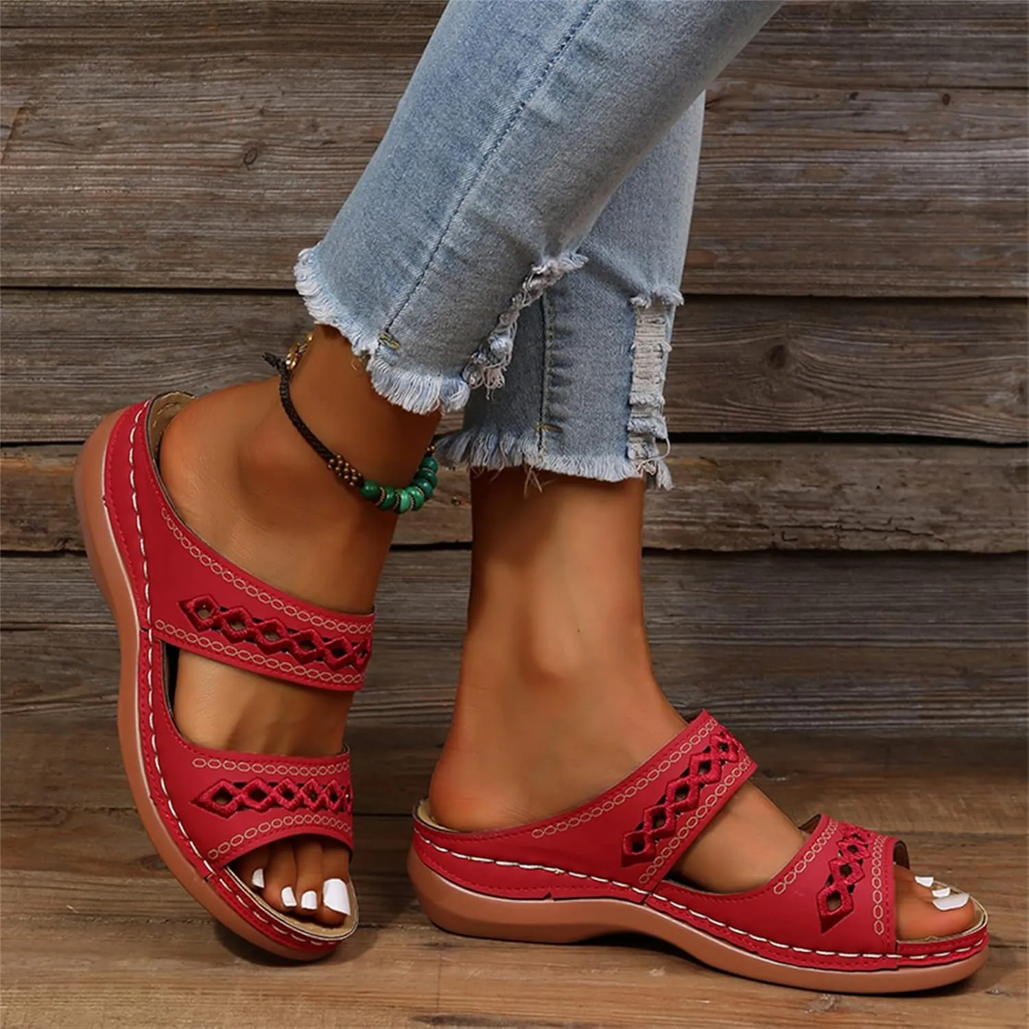 Ladmiple Women's Sandals Comfortable Walking Orthopedic Slippers with Arch Support Dressy Summer Slip On Orthotic Flip Flops