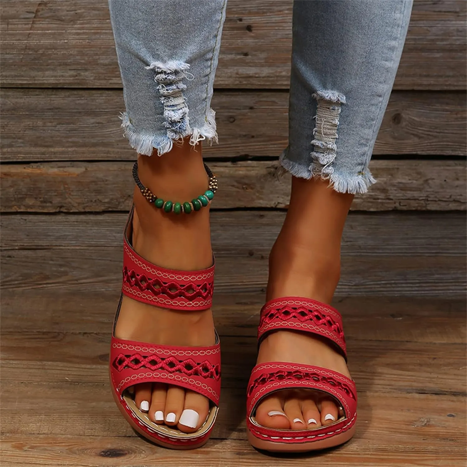 Ladmiple Women's Sandals Comfortable Walking Orthopedic Slippers with Arch Support Dressy Summer Slip On Orthotic Flip Flops