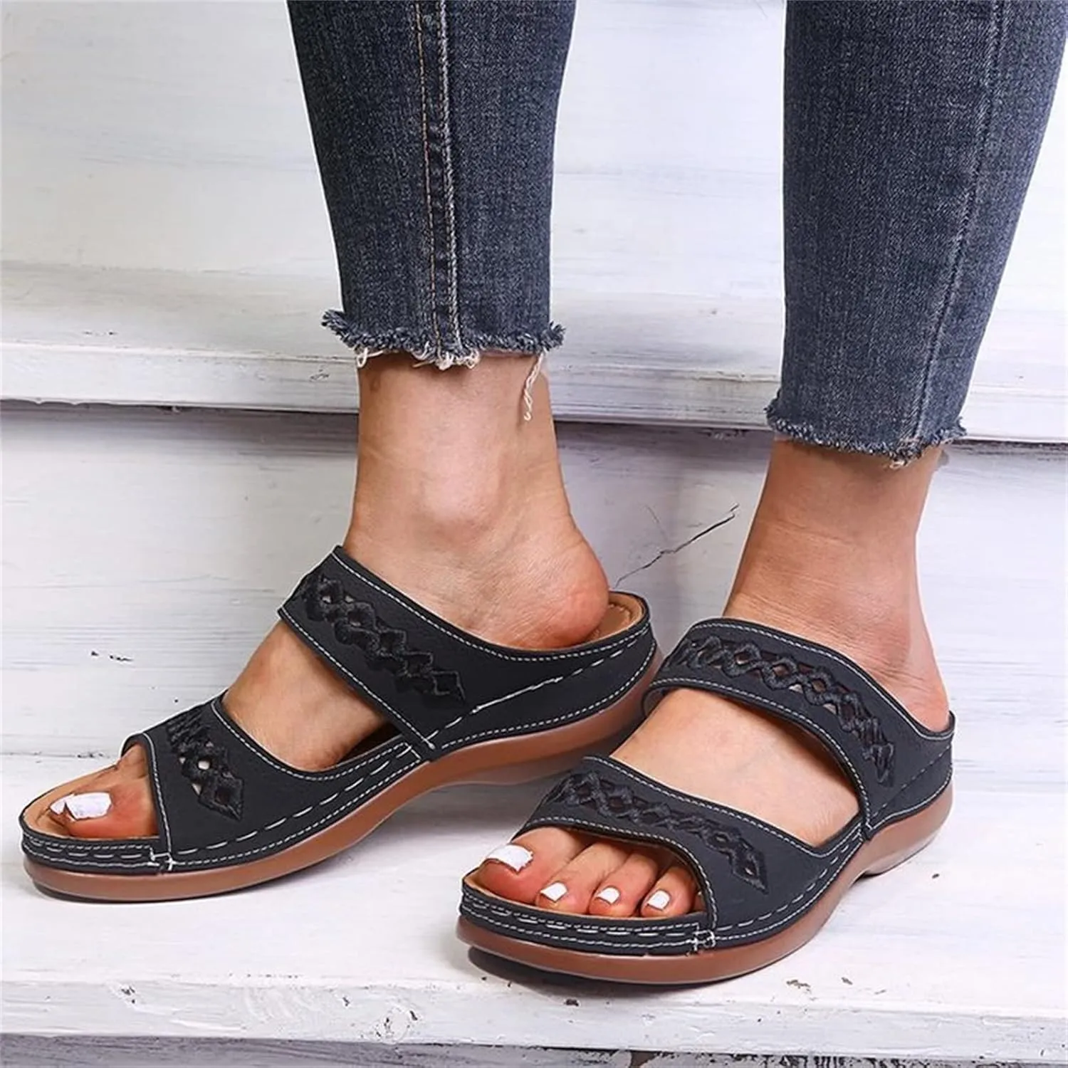 Ladmiple Womens Sandals Dressy Comfortable Arch Support Orthopedic Flip Flops Summer Casual Walking Orthotic Slides 2024