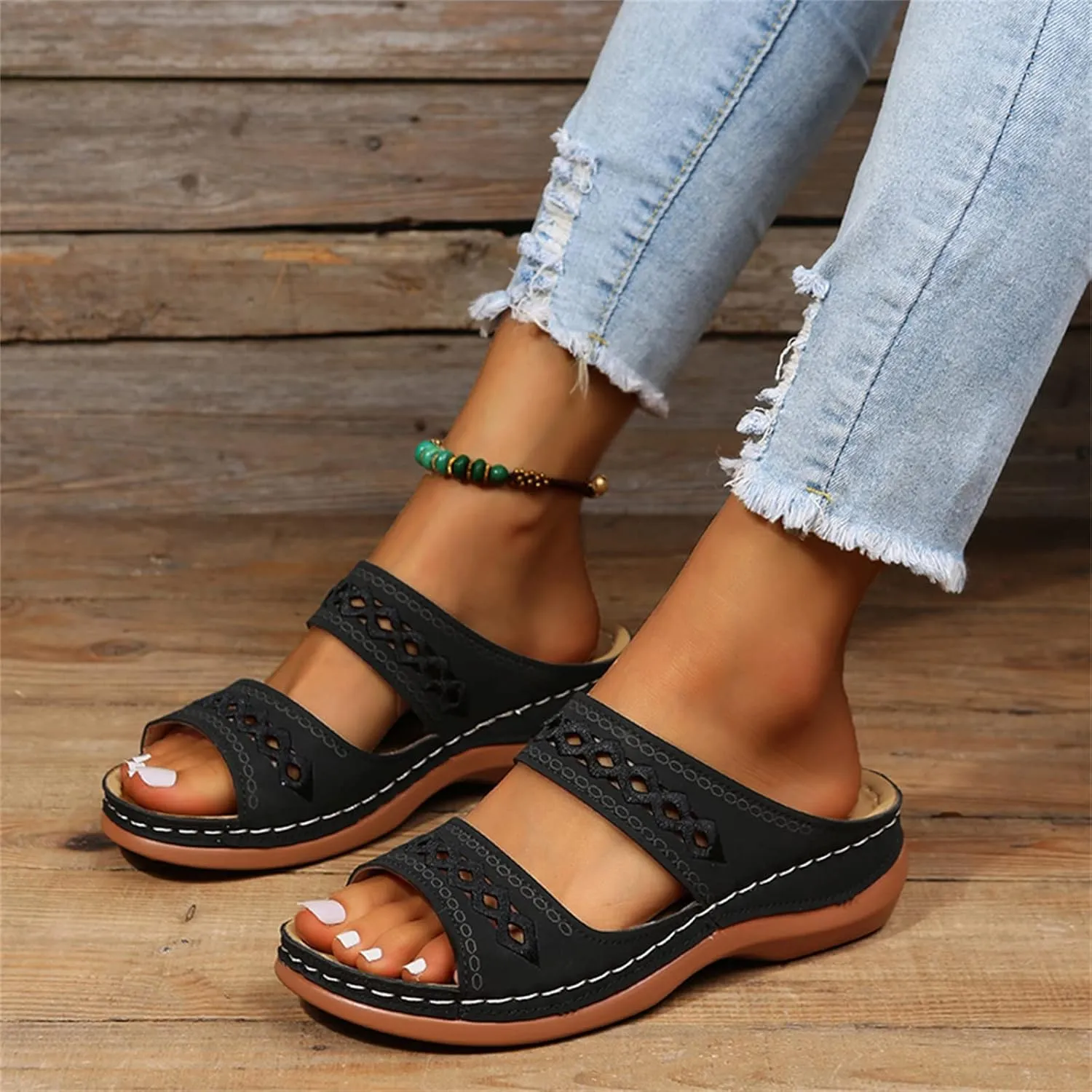 Ladmiple Womens Sandals Dressy Comfortable Arch Support Orthopedic Flip Flops Summer Casual Walking Orthotic Slides 2024