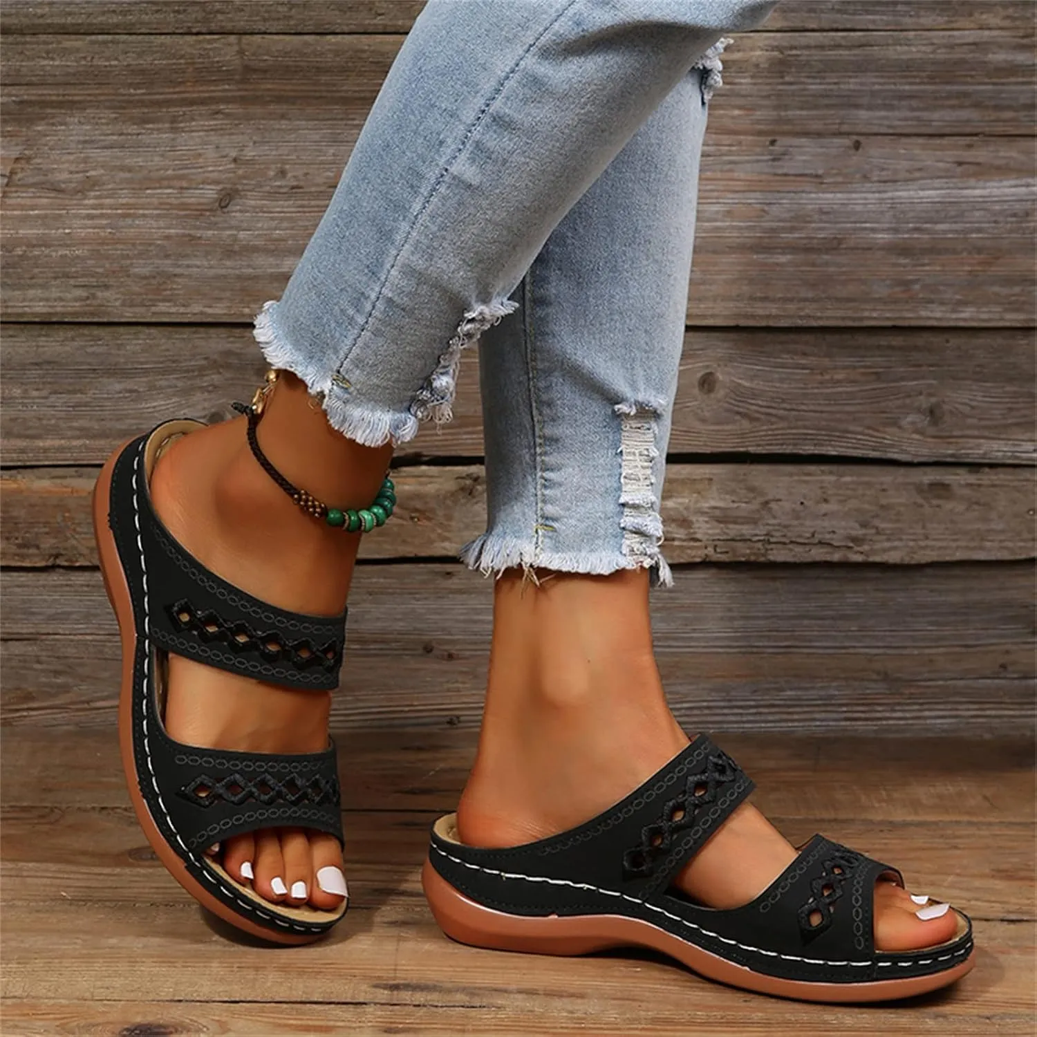 Ladmiple Womens Sandals Dressy Comfortable Arch Support Orthopedic Flip Flops Summer Casual Walking Orthotic Slides 2024