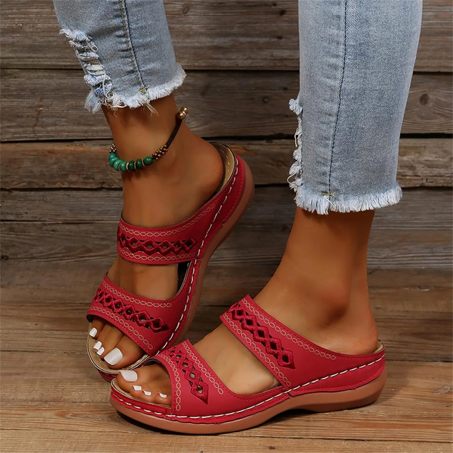 Ladmiple Womens Sandals Dressy Comfortable Arch Support Orthopedic Flip Flops Summer Casual Walking Orthotic Slides 2024