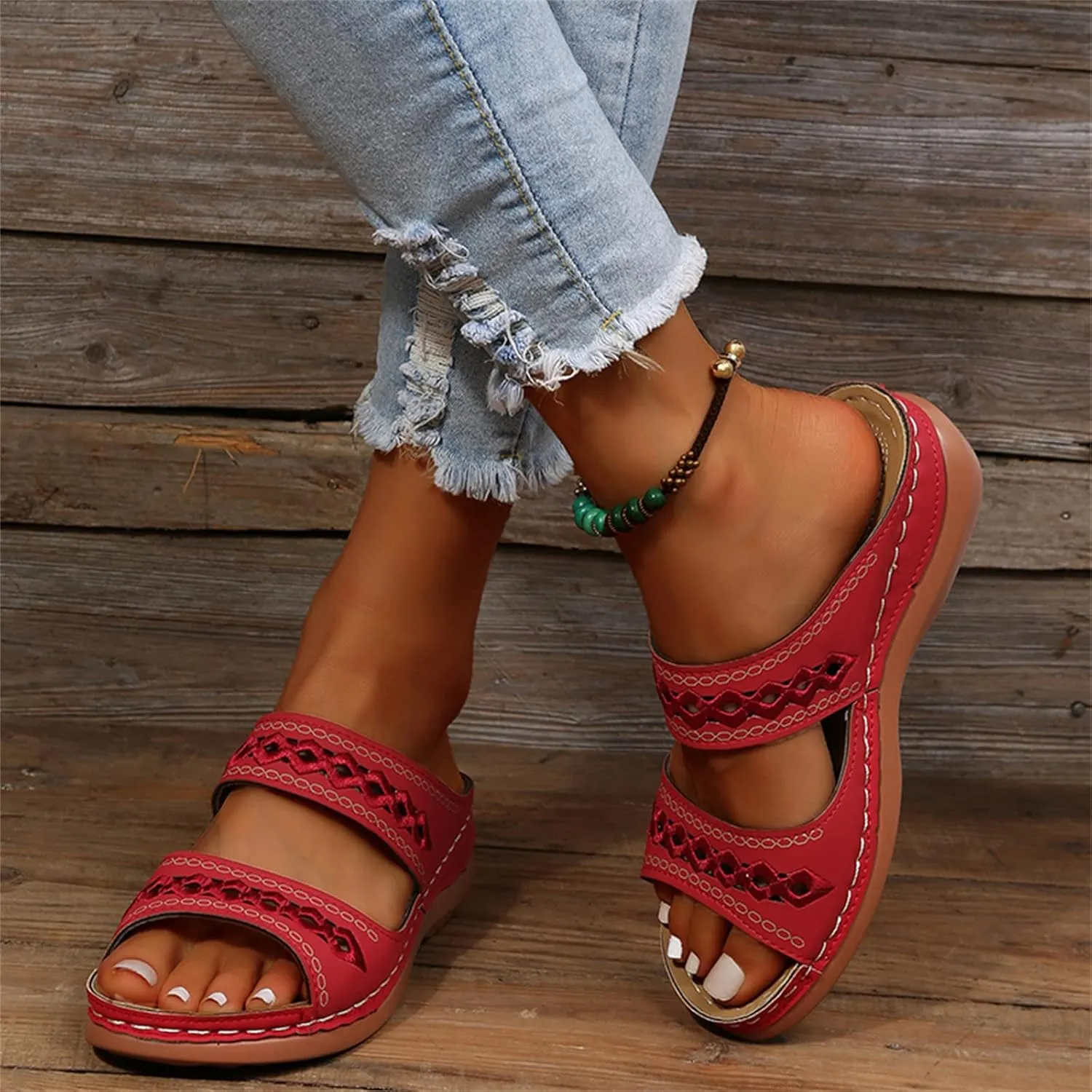 Ladmiple Womens Sandals Dressy Comfortable Arch Support Orthopedic Flip Flops Summer Casual Walking Orthotic Slides 2024