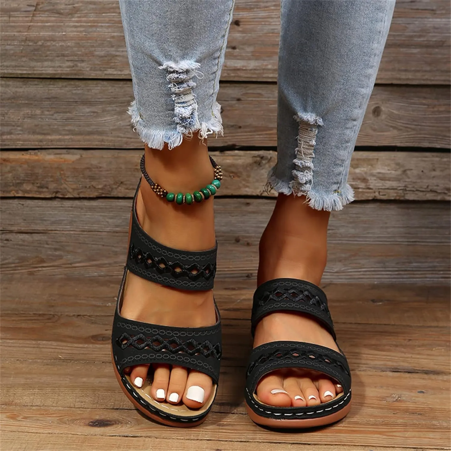 Ladmiple Womens Sandals Dressy Comfortable Arch Support Orthopedic Flip Flops Summer Casual Walking Orthotic Slides 2024