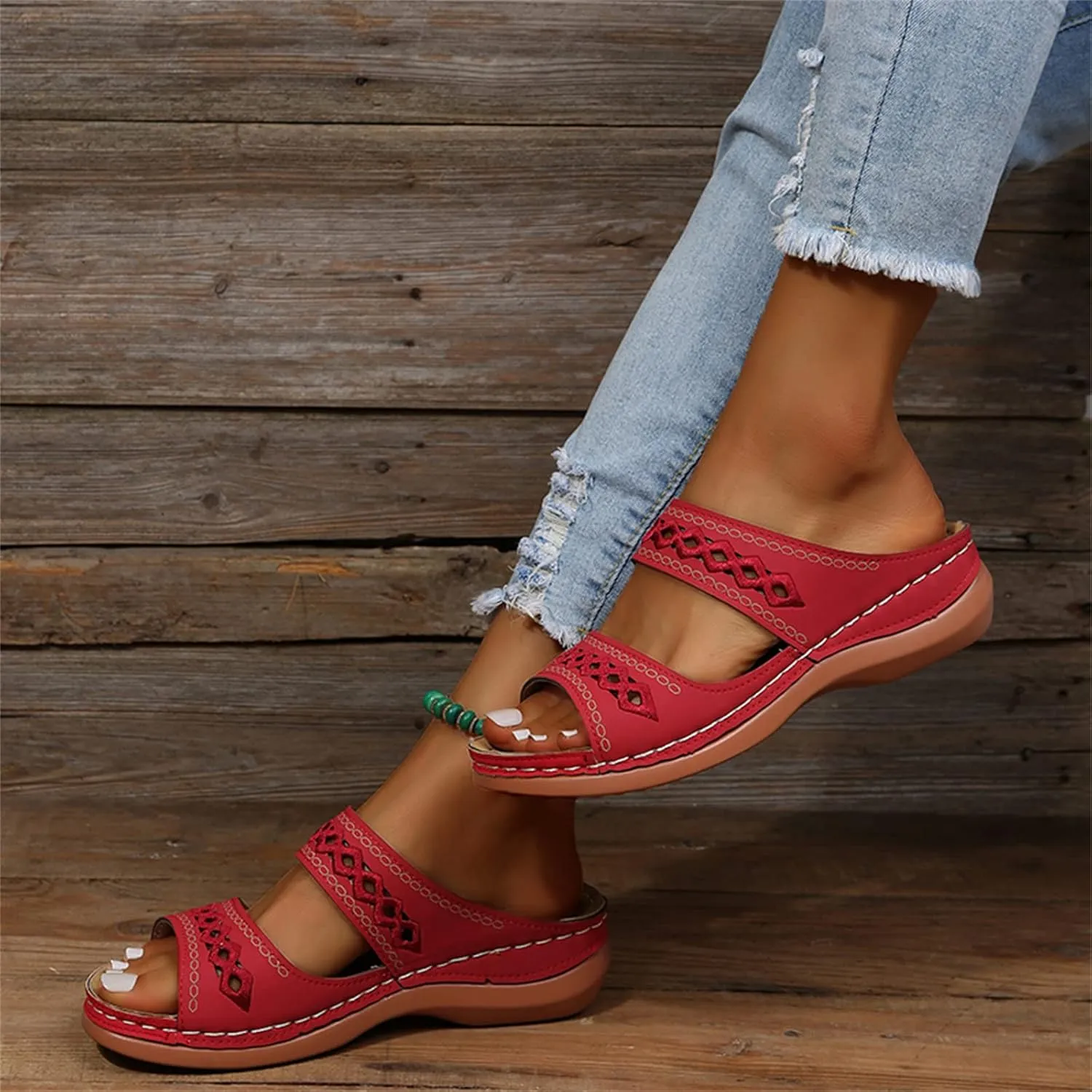 Ladmiple Womens Sandals Dressy Comfortable Arch Support Orthopedic Flip Flops Summer Casual Walking Orthotic Slides 2024